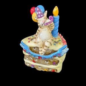 Blue Sky Tealight Cat On Cake Slice